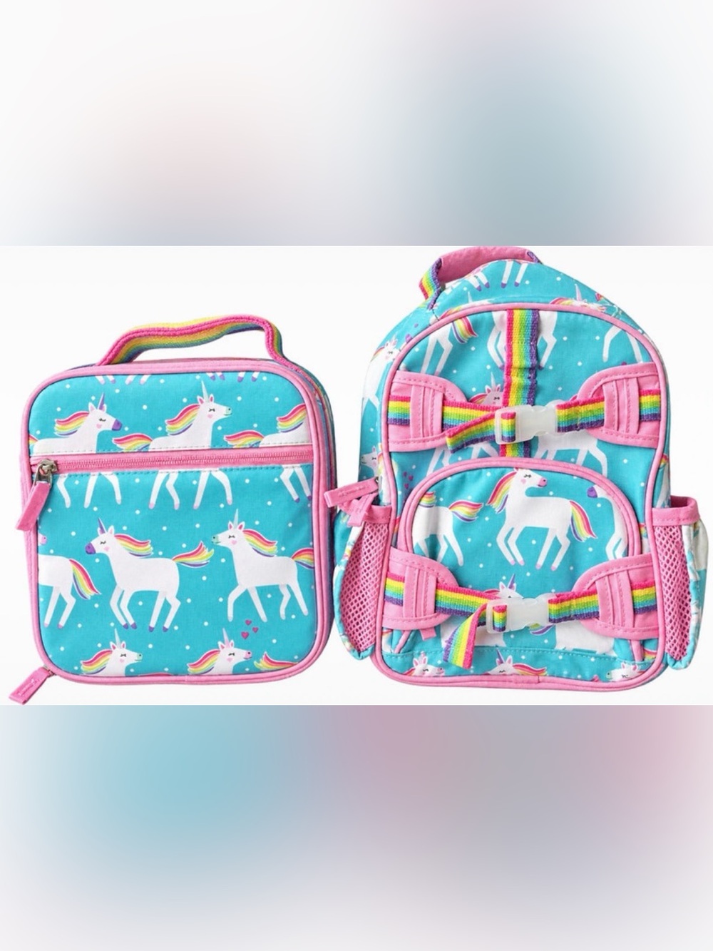 Pottery Barn Kids Unicorn Mini Backpack and Lunch Bag Set - Pink & Turquoise